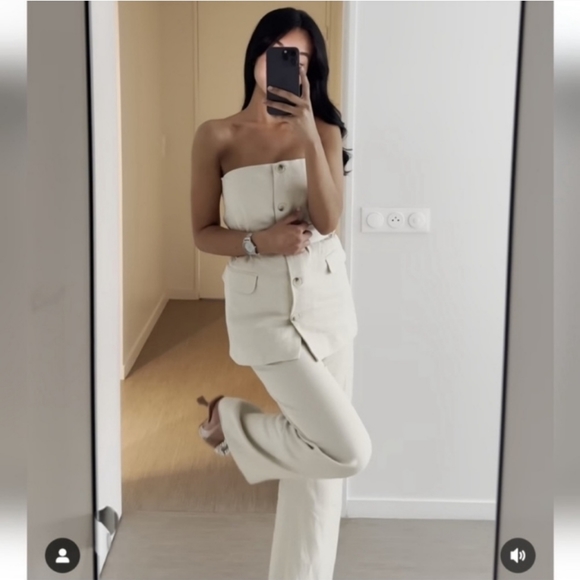 Zara strapless linen blend top - Picture 6 of 8